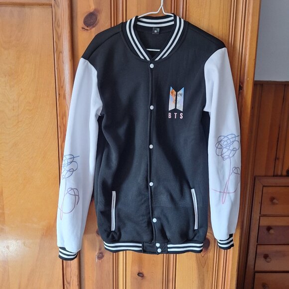 Rap Monster 94 BTS K-POP Korean Boy Band Varsity Letterman Button Down Jacket M - Picture 2 of 6